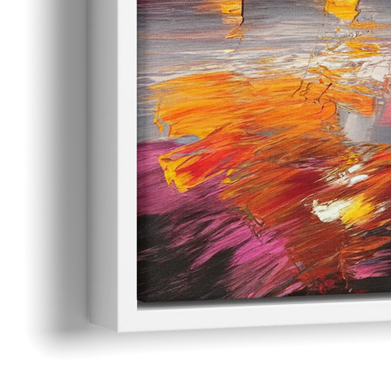 Plano Skyline Sunset - Close-Up White Frame Canvas