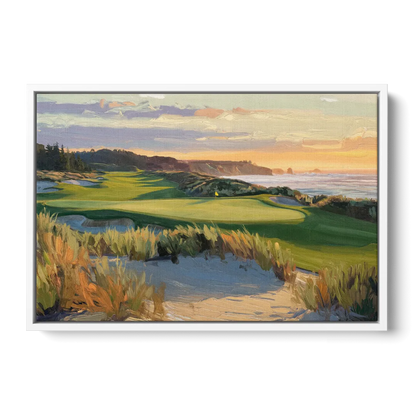 Bandon Dunes Golf Landscape - White Frame Canvas