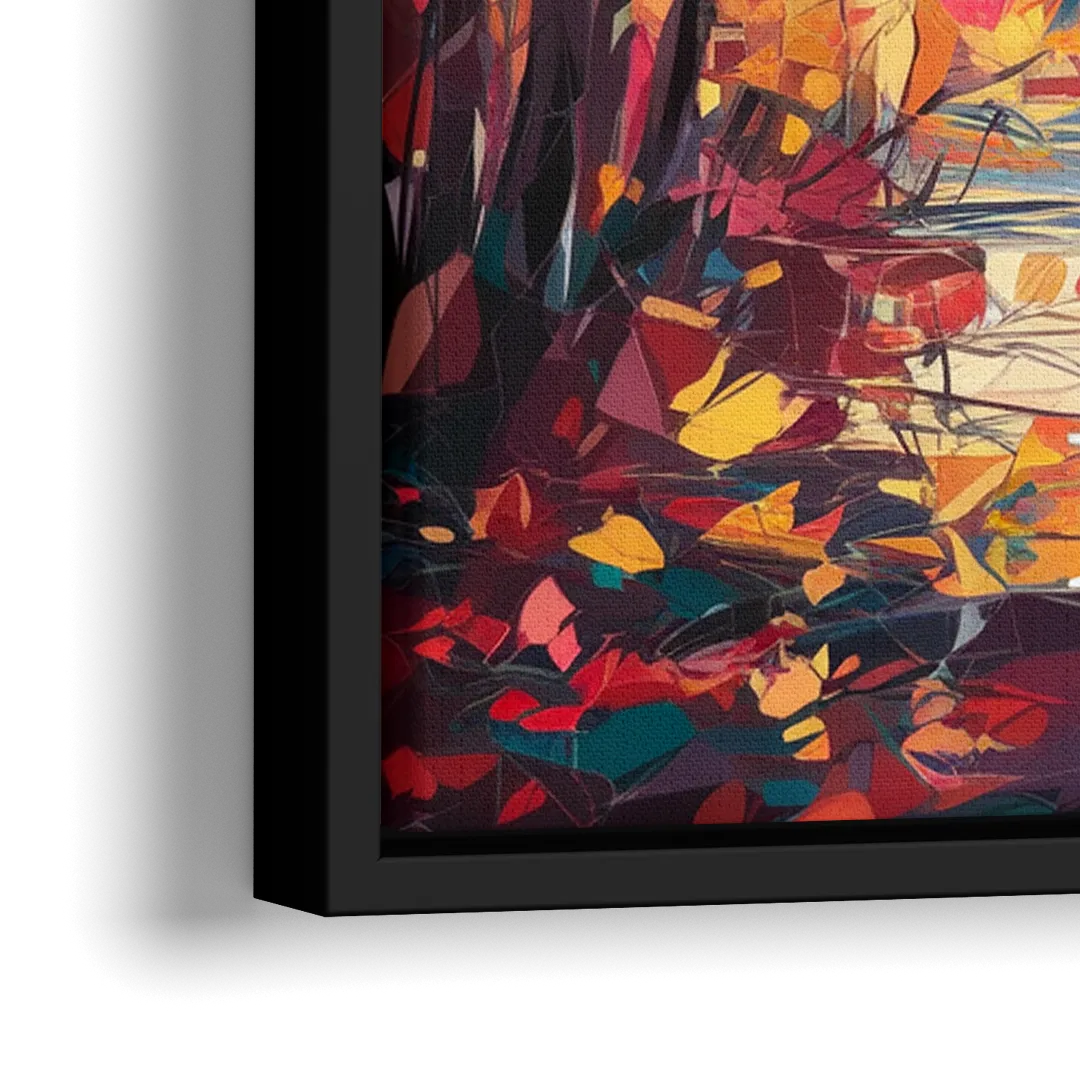 Lake Placid Autumn Splendor - Close-Up Black Frame Canvas