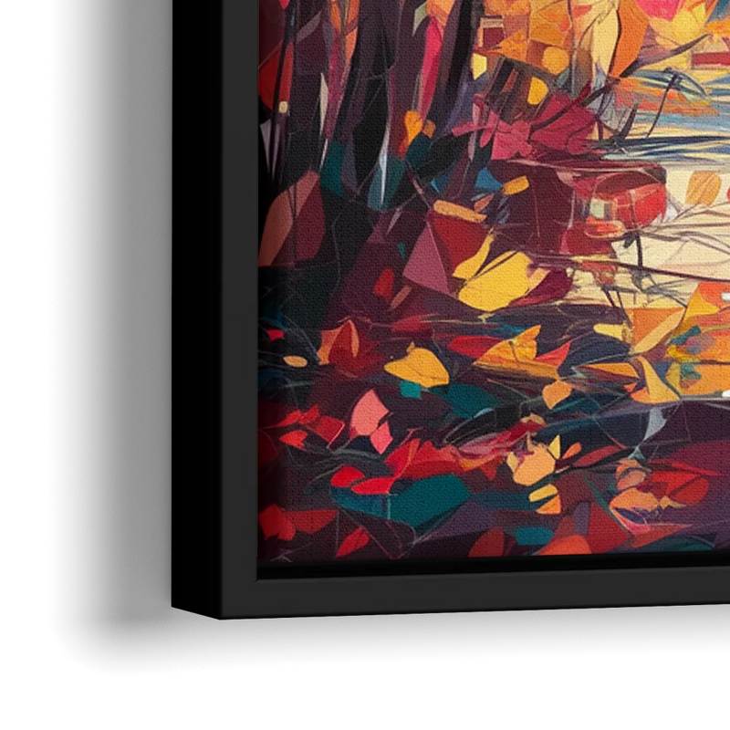 Lake Placid Autumn Splendor - Close-Up Black Frame Canvas