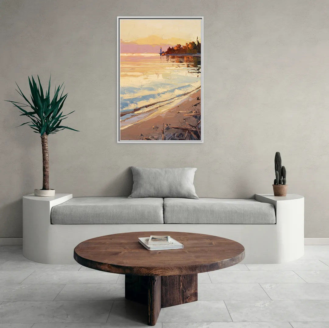 Traverse City Grand Traverse Bay - Living Room White Frame Canvas