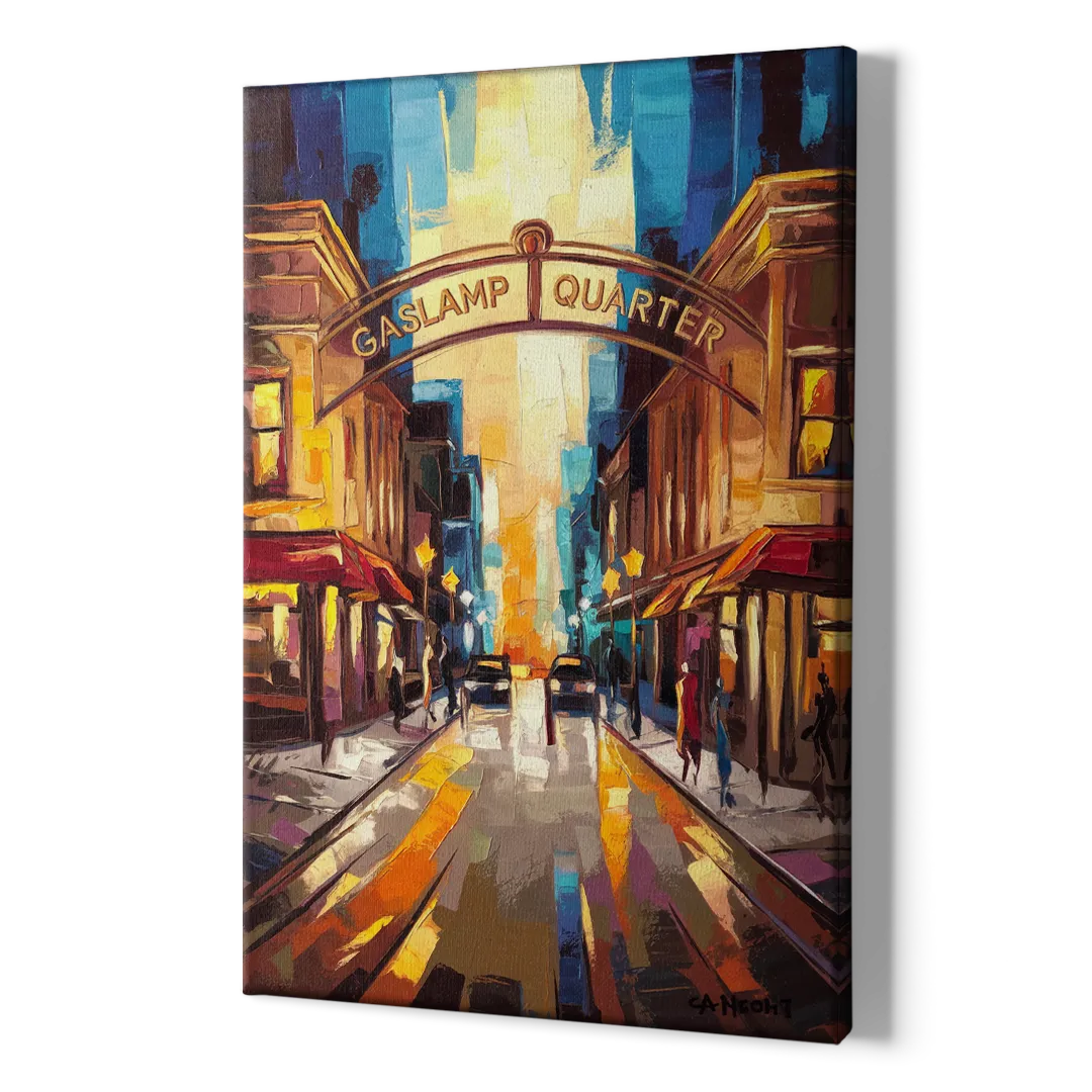 San Diego Historic Gaslamp District - Canvas Print Art Sides