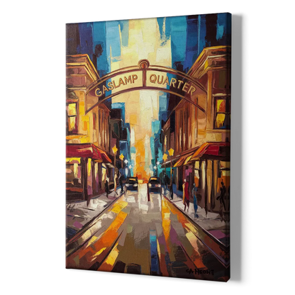 San Diego Historic Gaslamp District - Canvas Print Art Sides