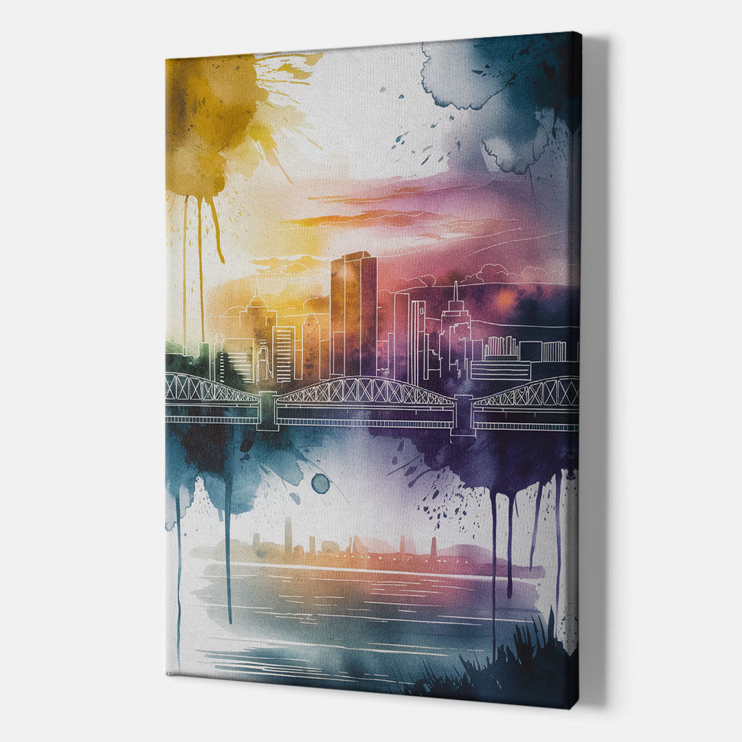 Sacramento Skyline Sunset - Canvas Wall Art Indoor