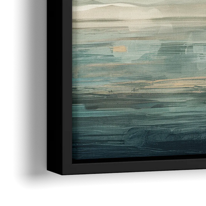 New York City Skyline in Fog Hudson - Close-Up Black Frame Canvas