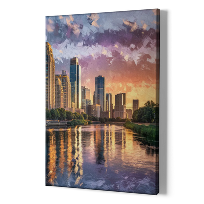 Riverside Modern Cityscape - Canvas Print Art Sides