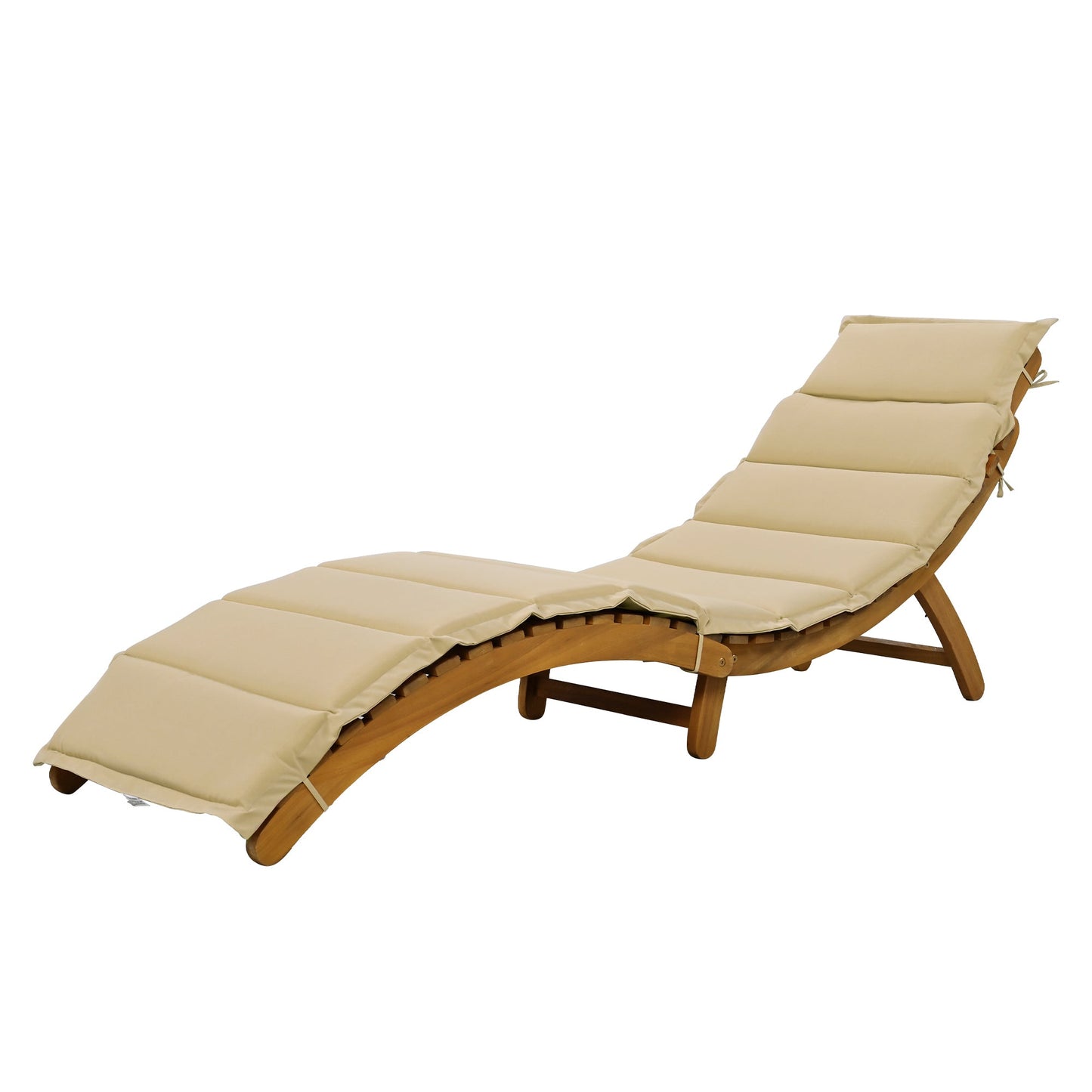 2-Piece Extendable Wooden Outdoor Chaise Lounge Set with Cushions