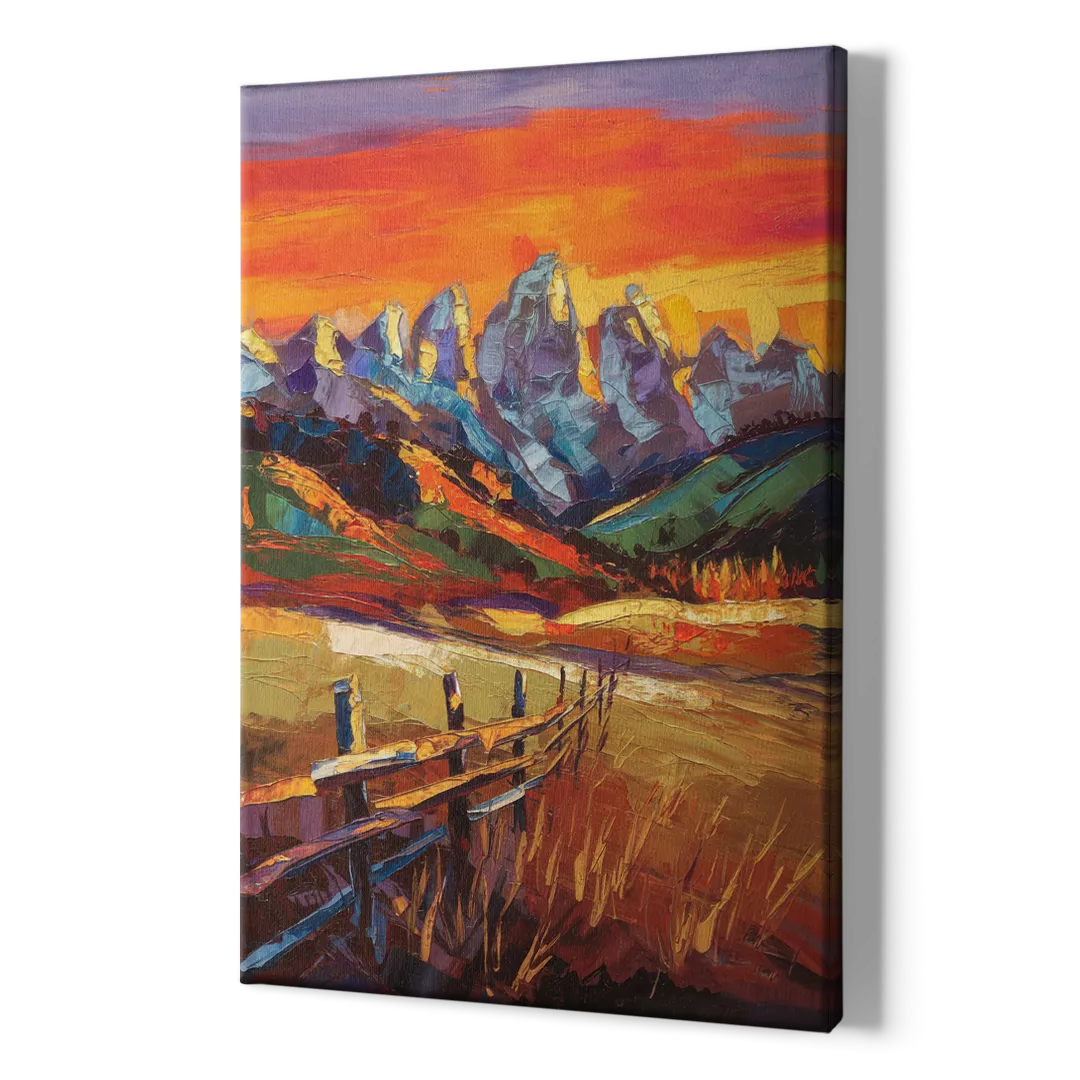 Jackson Hole Sunset Glow - Canvas Print Art Sides