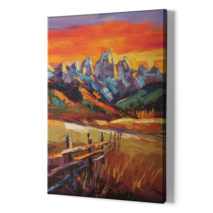 Jackson Hole Sunset Glow - Canvas Print Art Sides