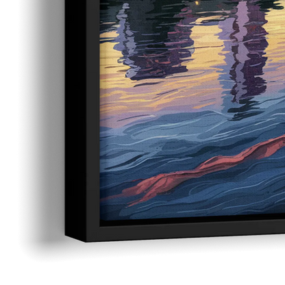 Austin Riverside Reflections - Close-Up Black Frame Canvas