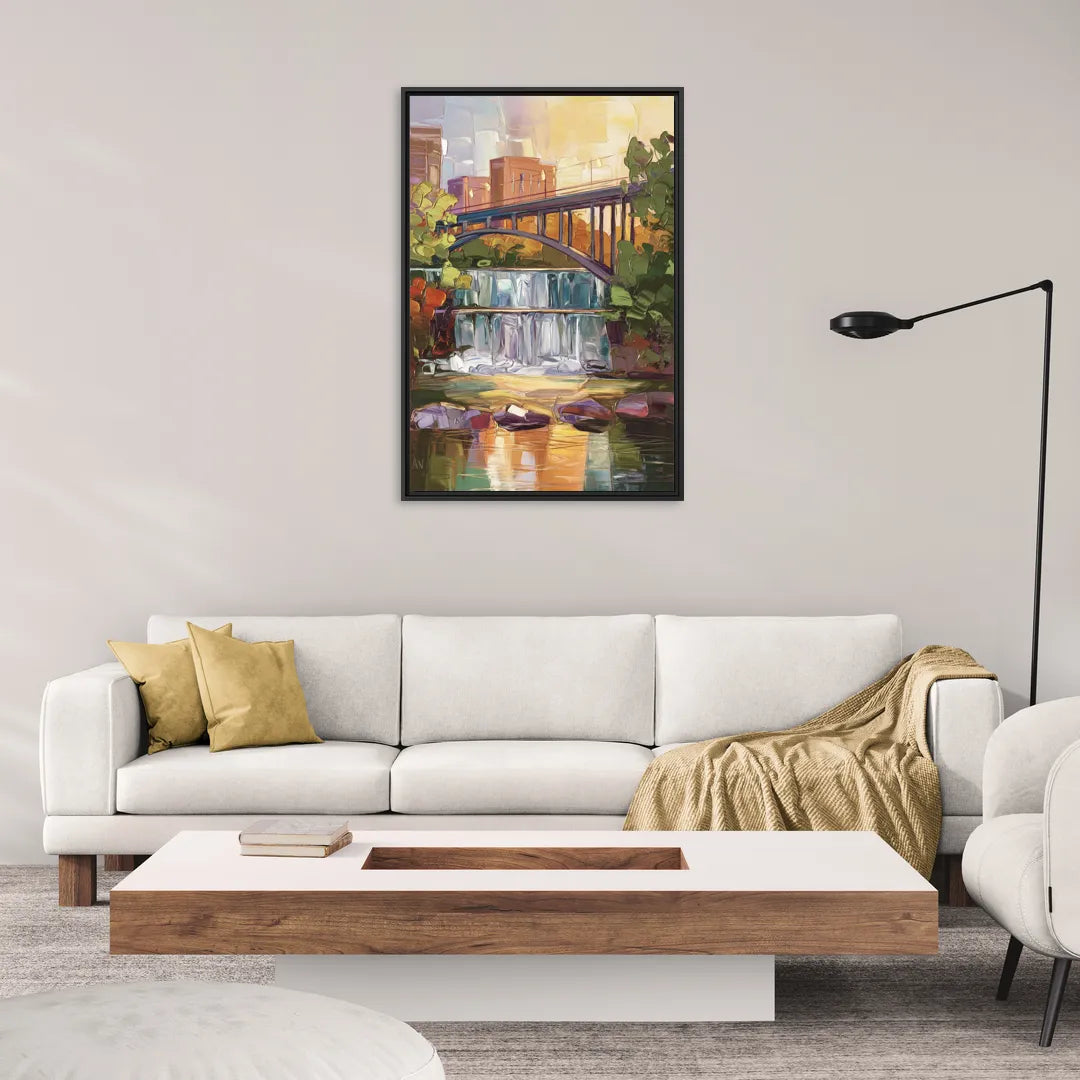 Greenville Historic Landmarks - Living Room Black Frame Canvas