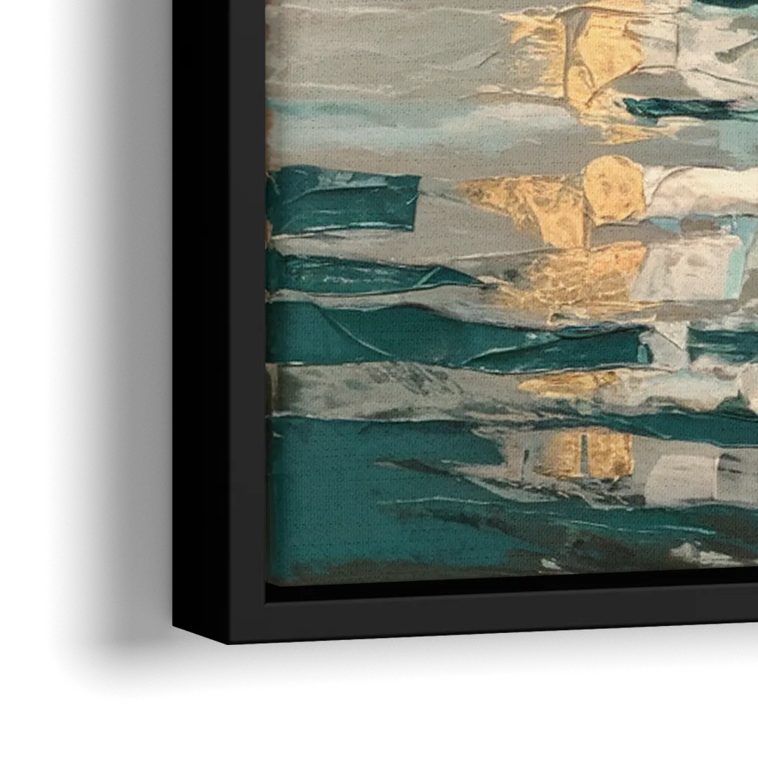 Jersey City Waterfront View - Close-Up Black Frame Canvas