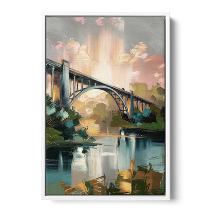 Augusta Iconic Bridge View - White Frame Canvas