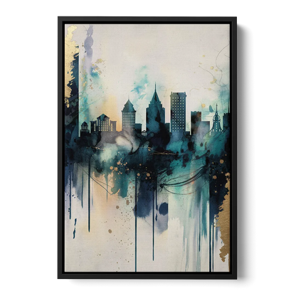 Providence Abstract Skyline - Black Frame Canvas