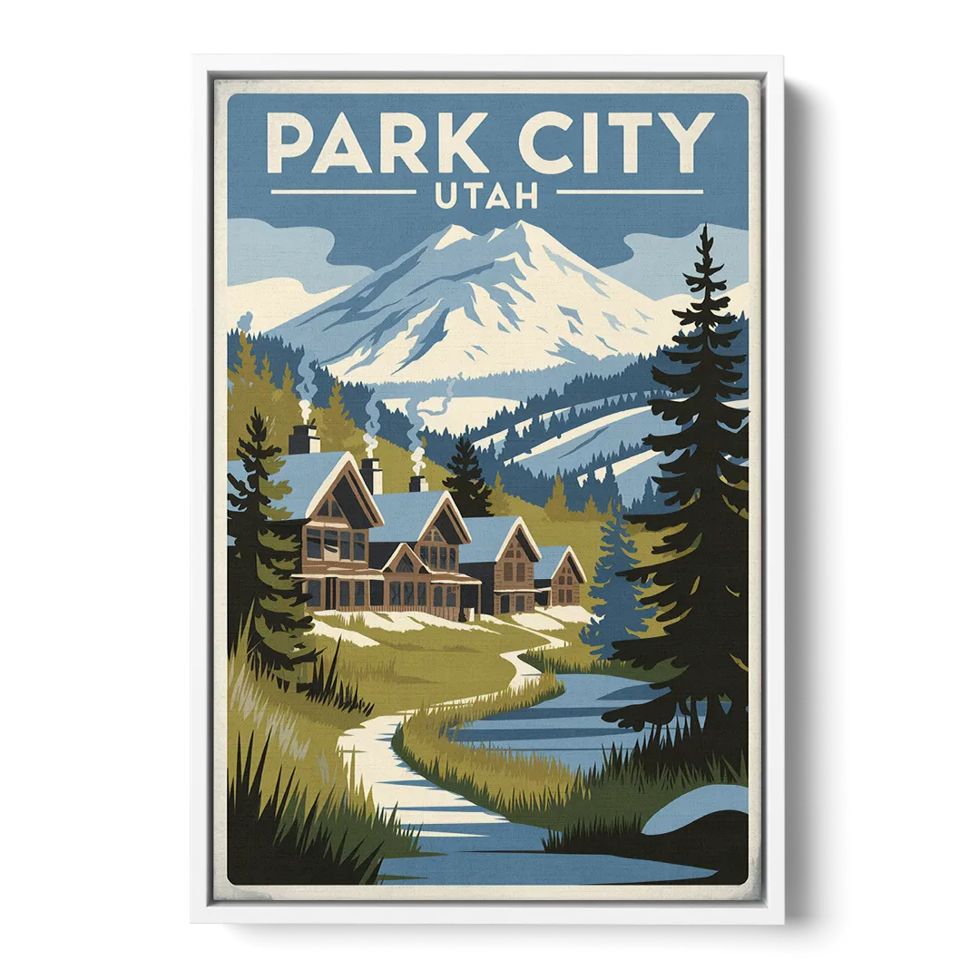 Park City Outdoor Adventure - White Frame Canvas