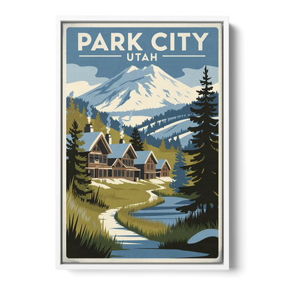 Park City Outdoor Adventure - White Frame Canvas