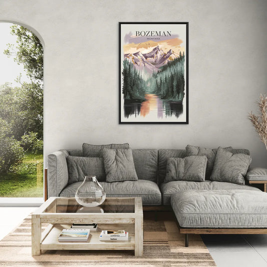 Bozeman Montana Wilderness - Living Room Black Frame Canvas