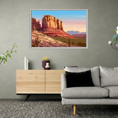 Sedona Majestic Rock Formations - Living Room White Frame Canvas