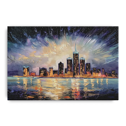 Detroit Skyline And Stars - Canvas Wall Art
