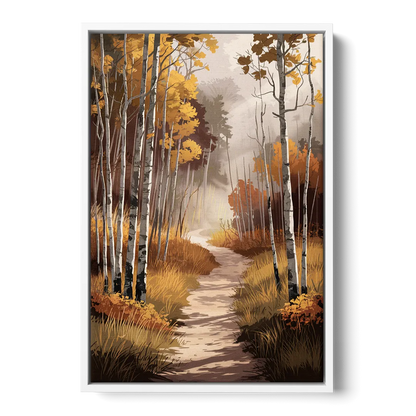 Aspen Serene Forest Path - White Frame Canvas
