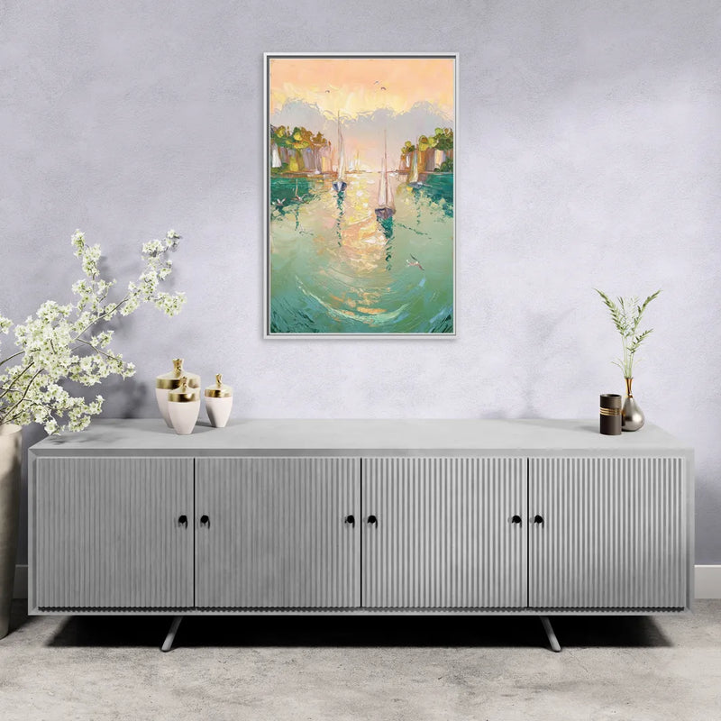 Dunedin Harbor View - Living Room White Frame Canvas