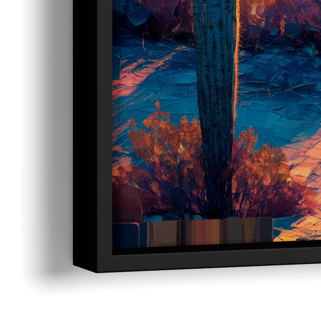 Phoenix Arizona Sunset Glow - Close-Up Black Frame Canvas