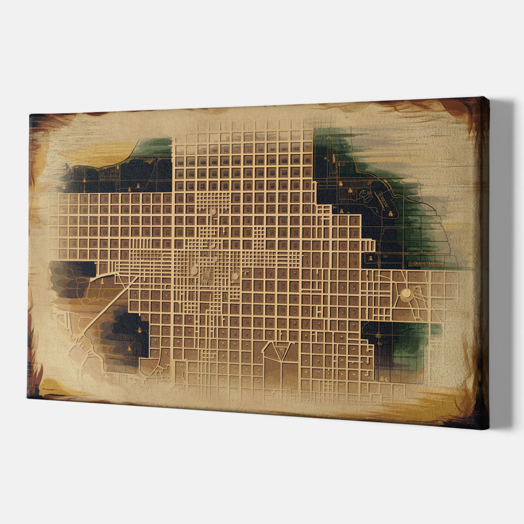 Denver Neighborhood Map - Canvas Wall Art Indoor