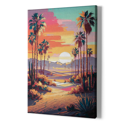 Palm Springs Desert Sunset - Canvas Print Art Sides