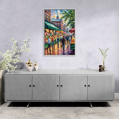 St Lawrence Market Scene - Living Room White Frame Canvas