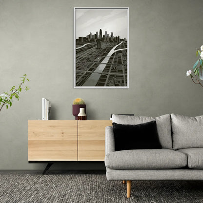Philadelphia Map Design - Living Room White Frame Canvas