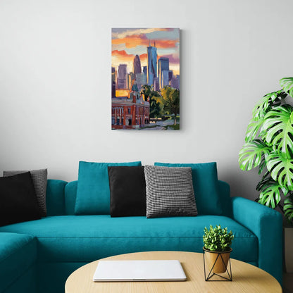 Kansas City Skyline at Sunset - Canvas Wall Art Living Room