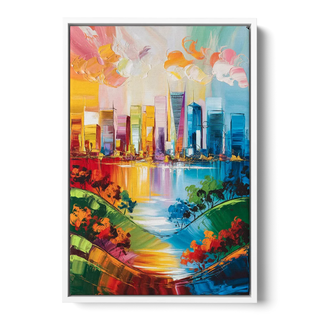 San Jose Nature and Cityscape - White Frame Canvas