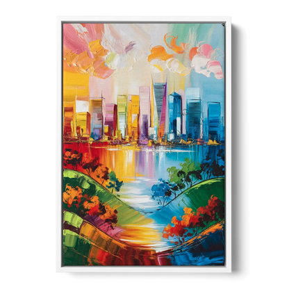 San Jose Nature and Cityscape - White Frame Canvas