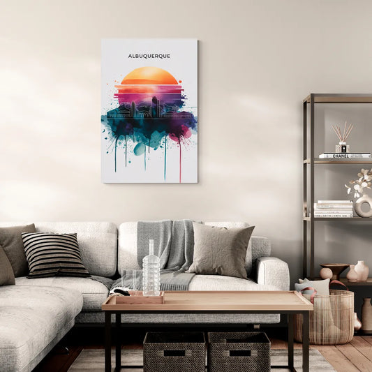 Albuquerque Skyline Sunset - Canvas Wall Art Living Room
