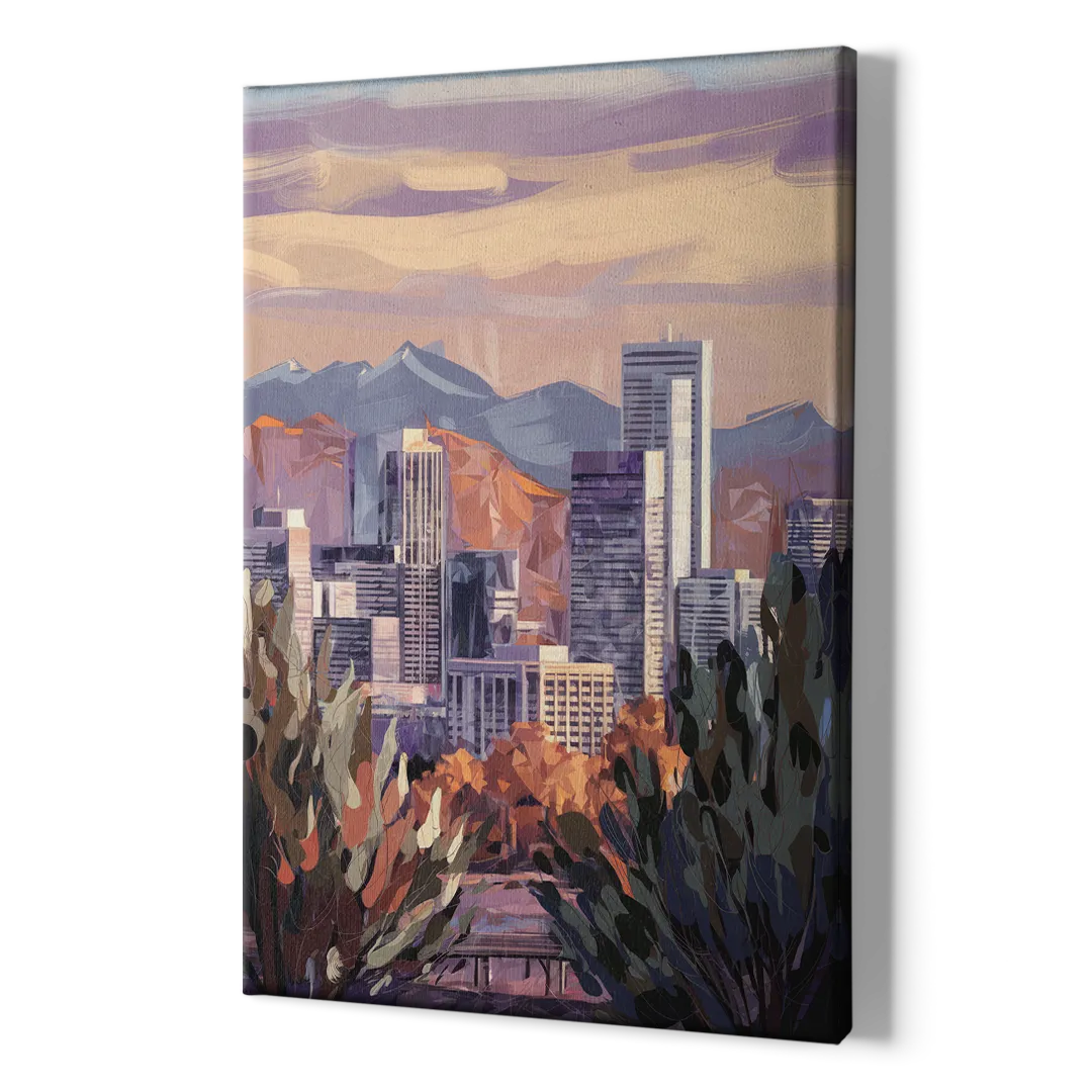 Denver Downtown Panorama - Canvas Print Art Sides