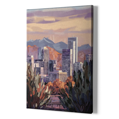 Denver Downtown Panorama - Canvas Print Art Sides