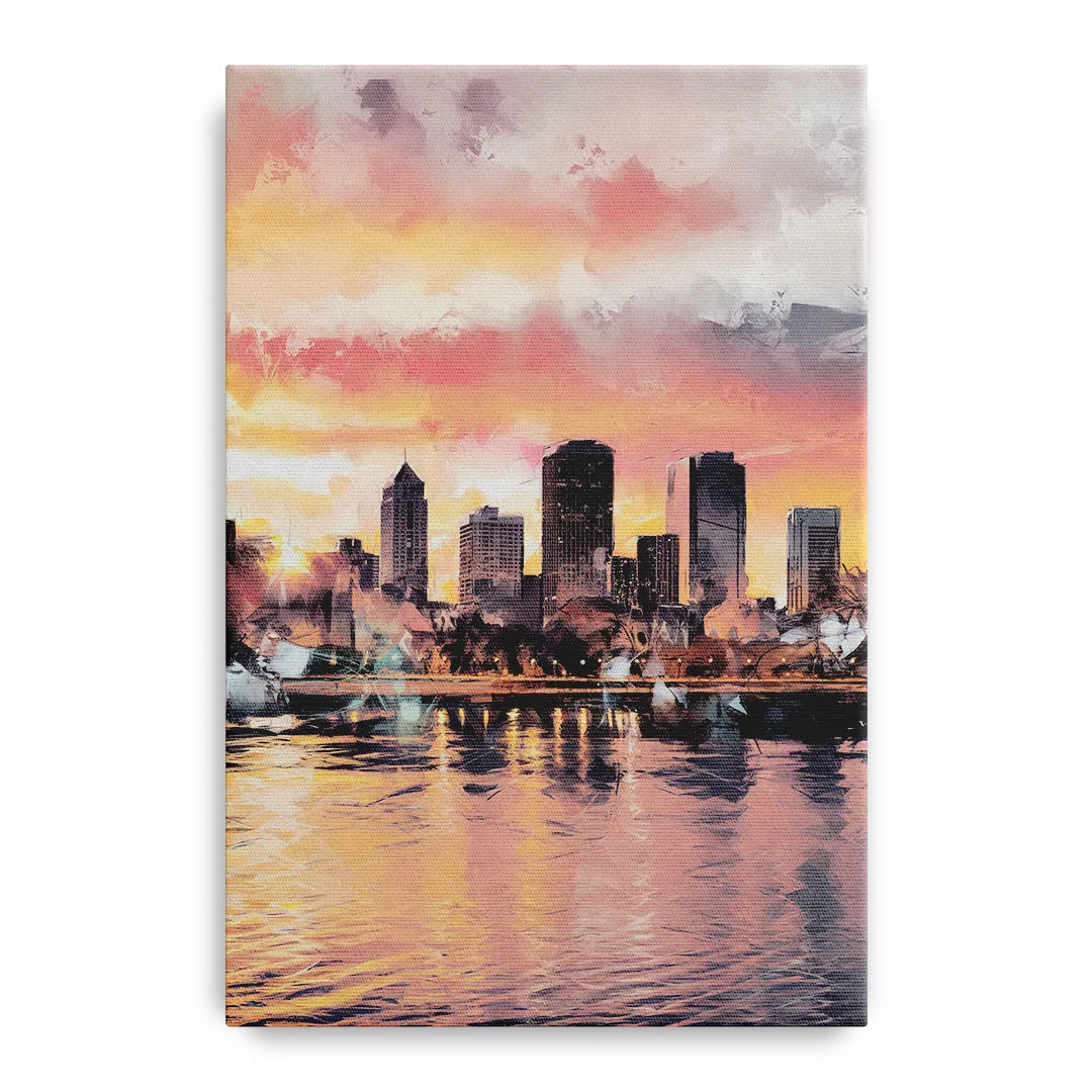 Buffalo Skyline at Sunset - Canvas Wall Art