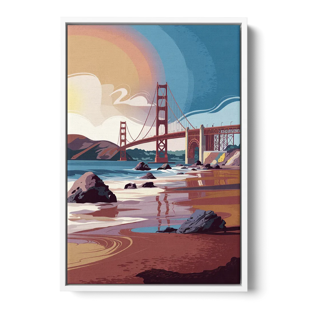 San Francisco Coastal Beauty - White Frame Canvas