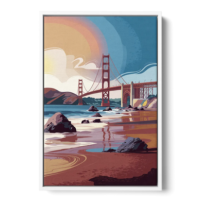 San Francisco Coastal Beauty - White Frame Canvas