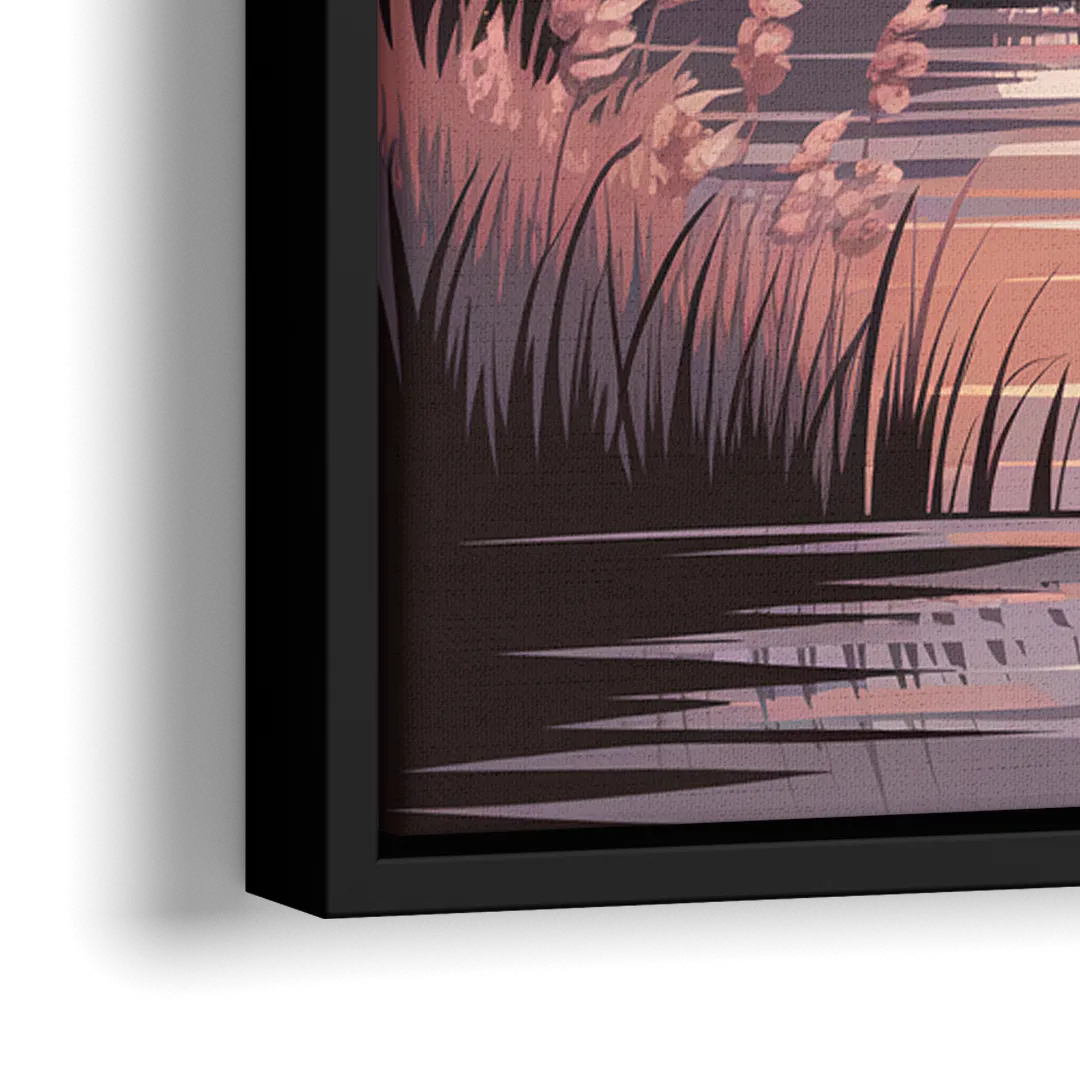 Chesapeake Bay Sunset Glow - Close-Up Black Frame Canvas