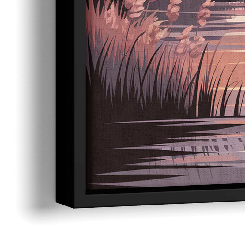 Chesapeake Bay Sunset Glow - Close-Up Black Frame Canvas