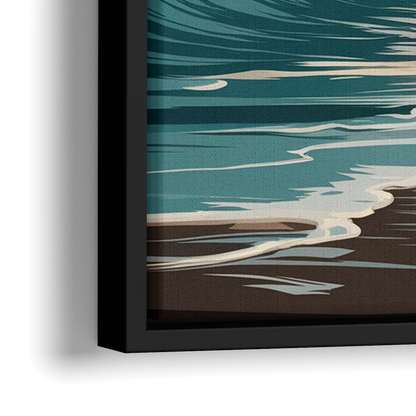 Galveston Ocean Waves - Close-Up Black Frame Canvas
