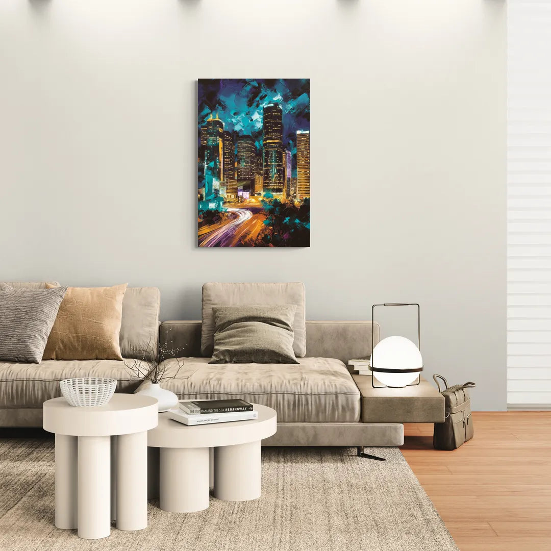 Houston Urban Nights - Canvas Wall Art Living Room