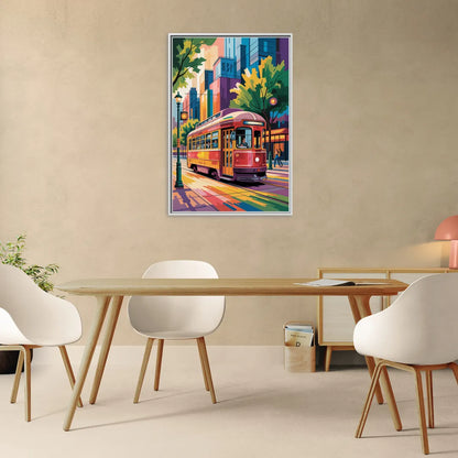 Toronto Streetcar Vintage - Living Room White Frame Canvas