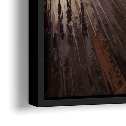 Jersey City Boardwalk Scene - Close-Up Black Frame Canvas