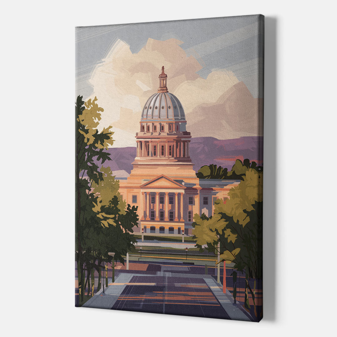 Boise Capitol Building View - Canvas Wall Art Indoor