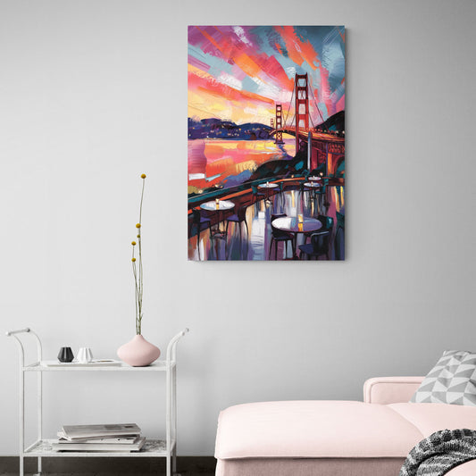 San Francisco Sunset Over the Bay - Canvas Wall Art Living Room