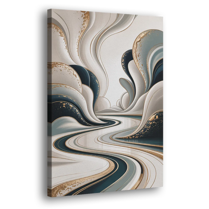 Luxurious Serenity White Abstract - Canvas Print Art Sides