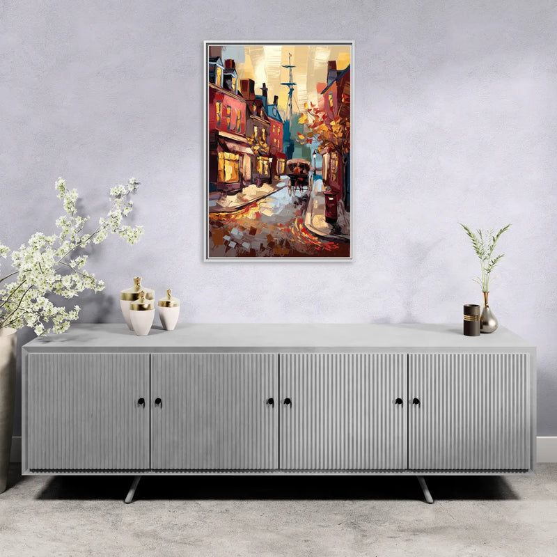 Salem New England Streets - Living Room White Frame Canvas