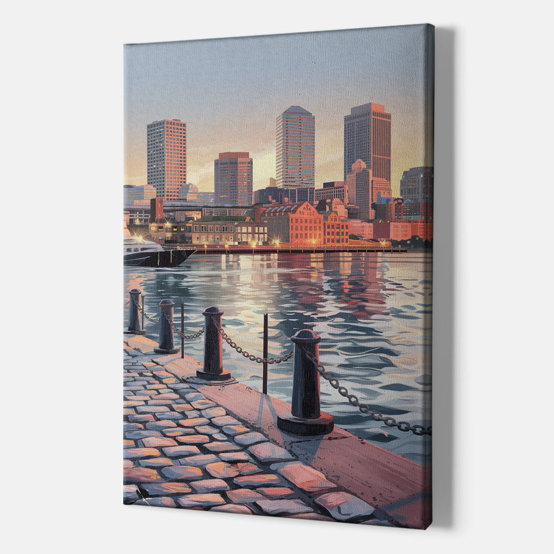 Boston Waterfront Serenity - Canvas Wall Art Indoor